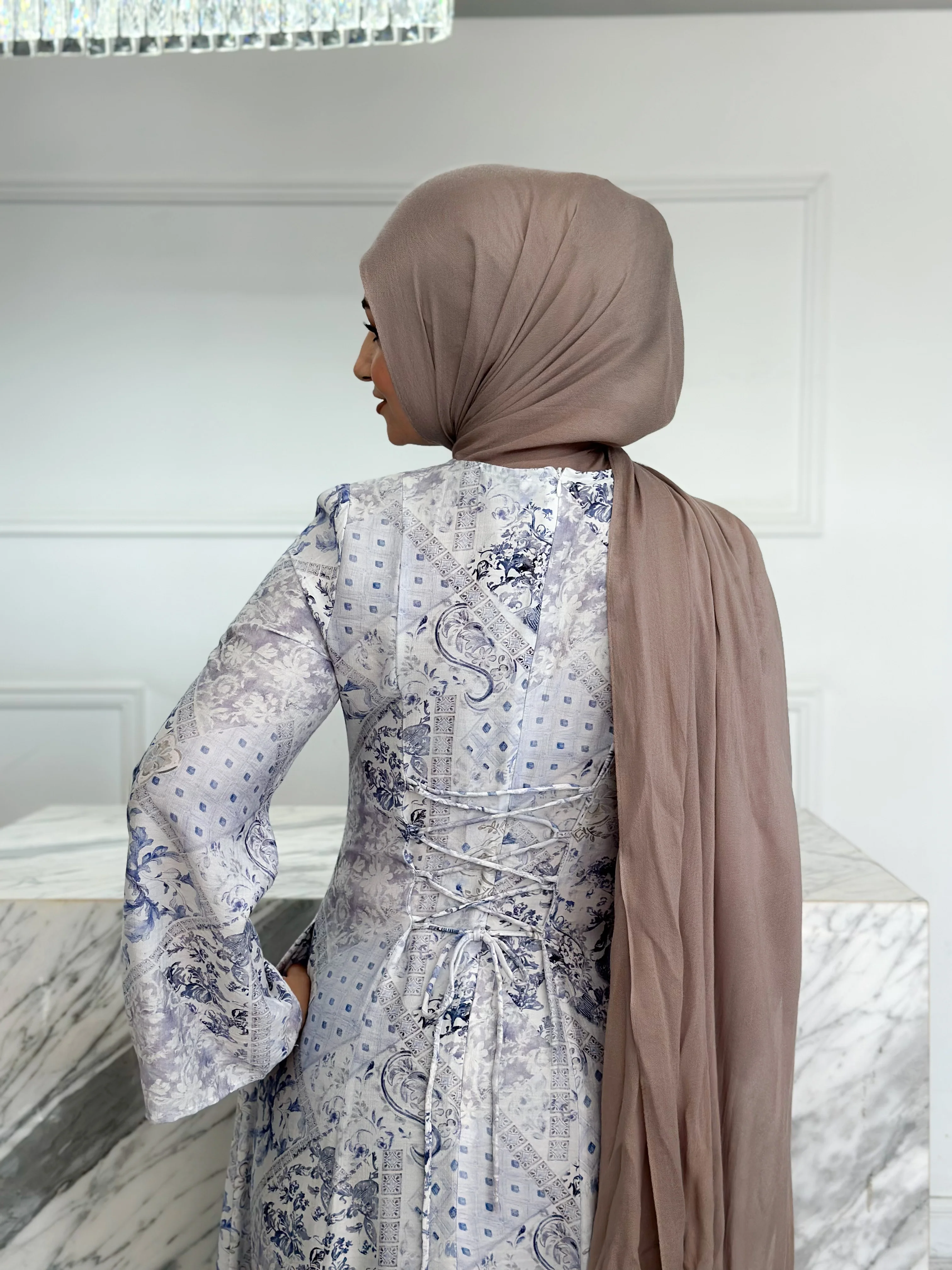 Hajar Dress - Blue Print - Image 3