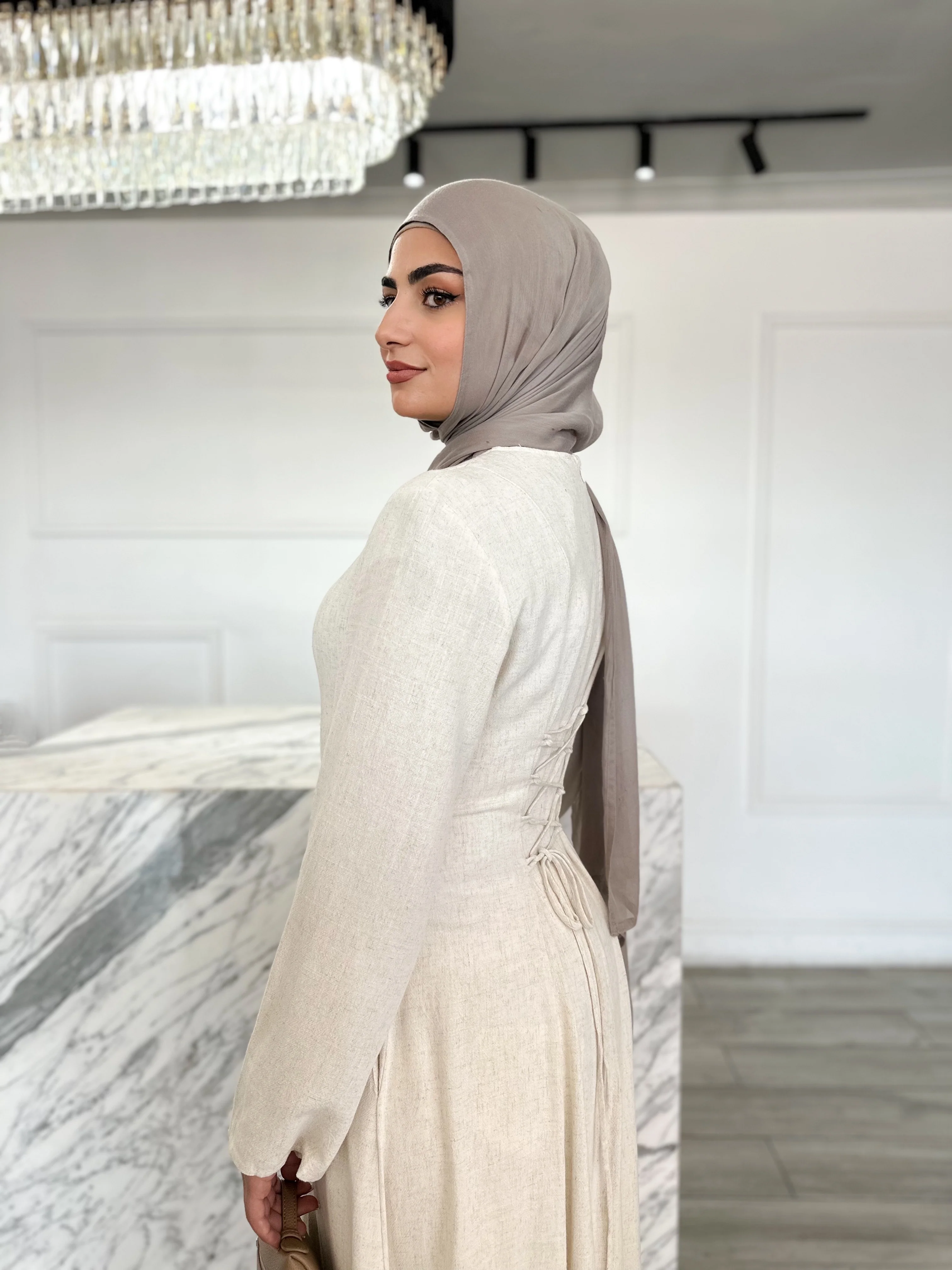 Hajar Dress - Linen Oatmeal - Image 2