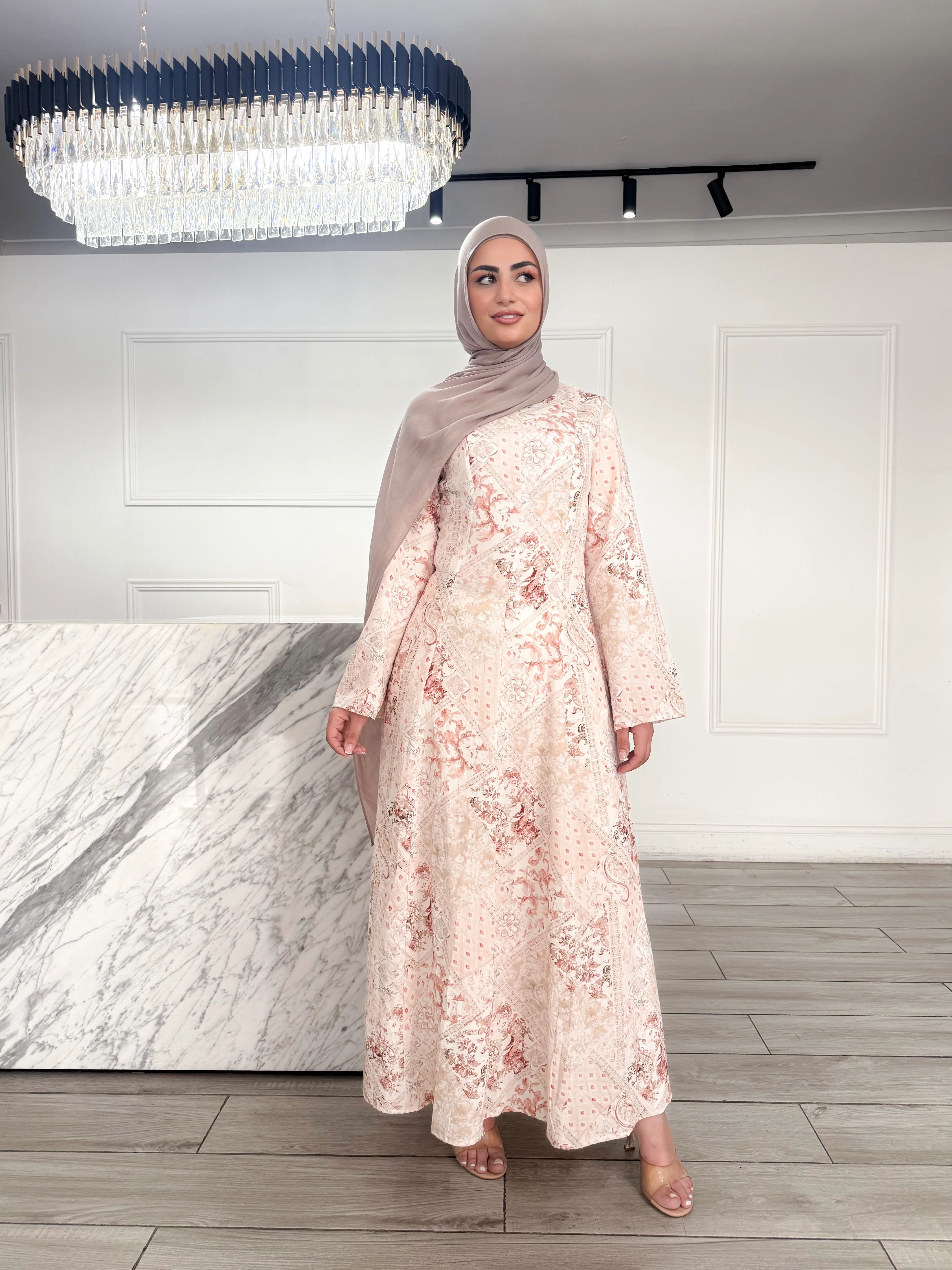 Hajar Dress - Peach Print