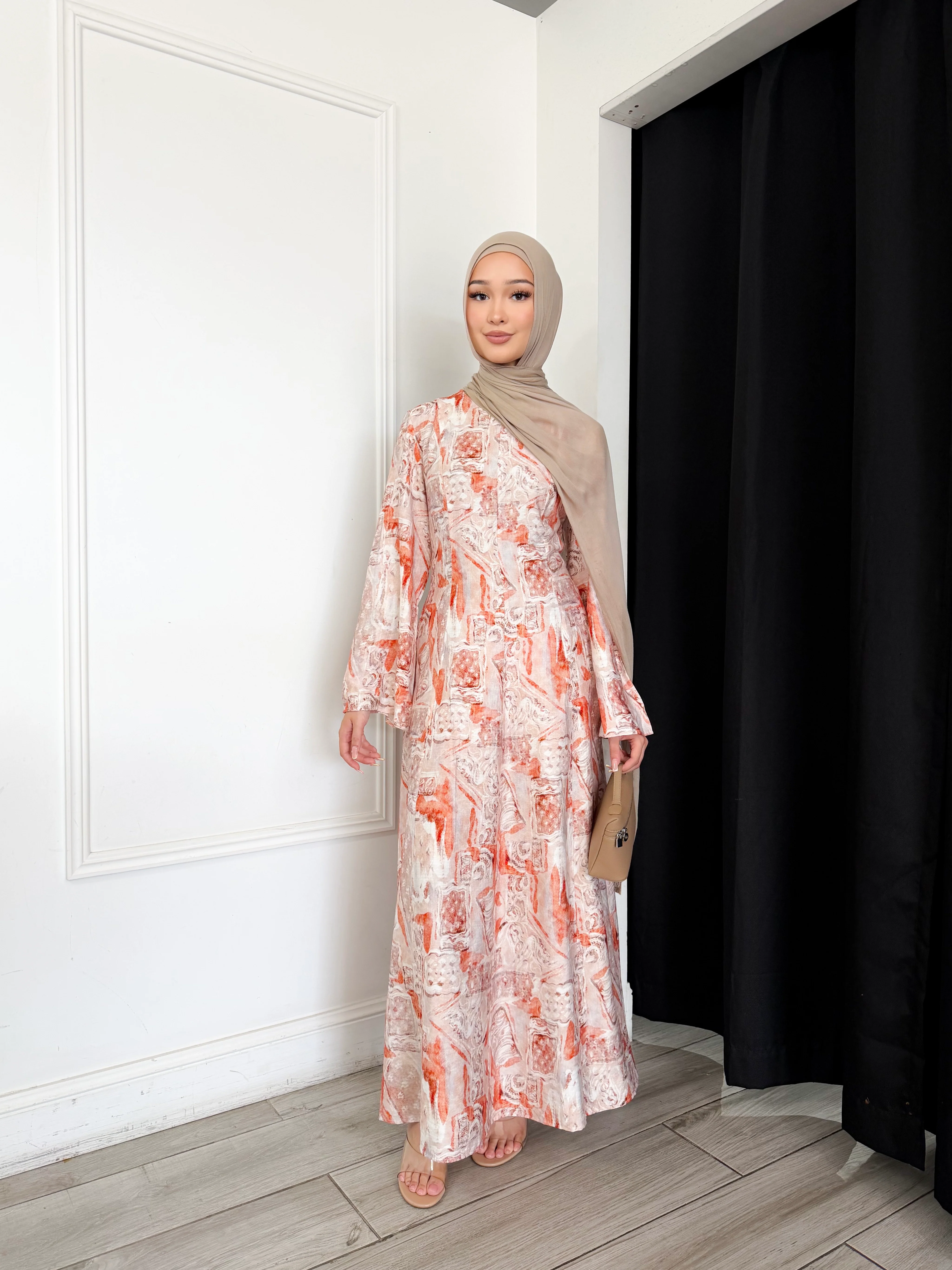 Hajar Dress - Tangerine Print