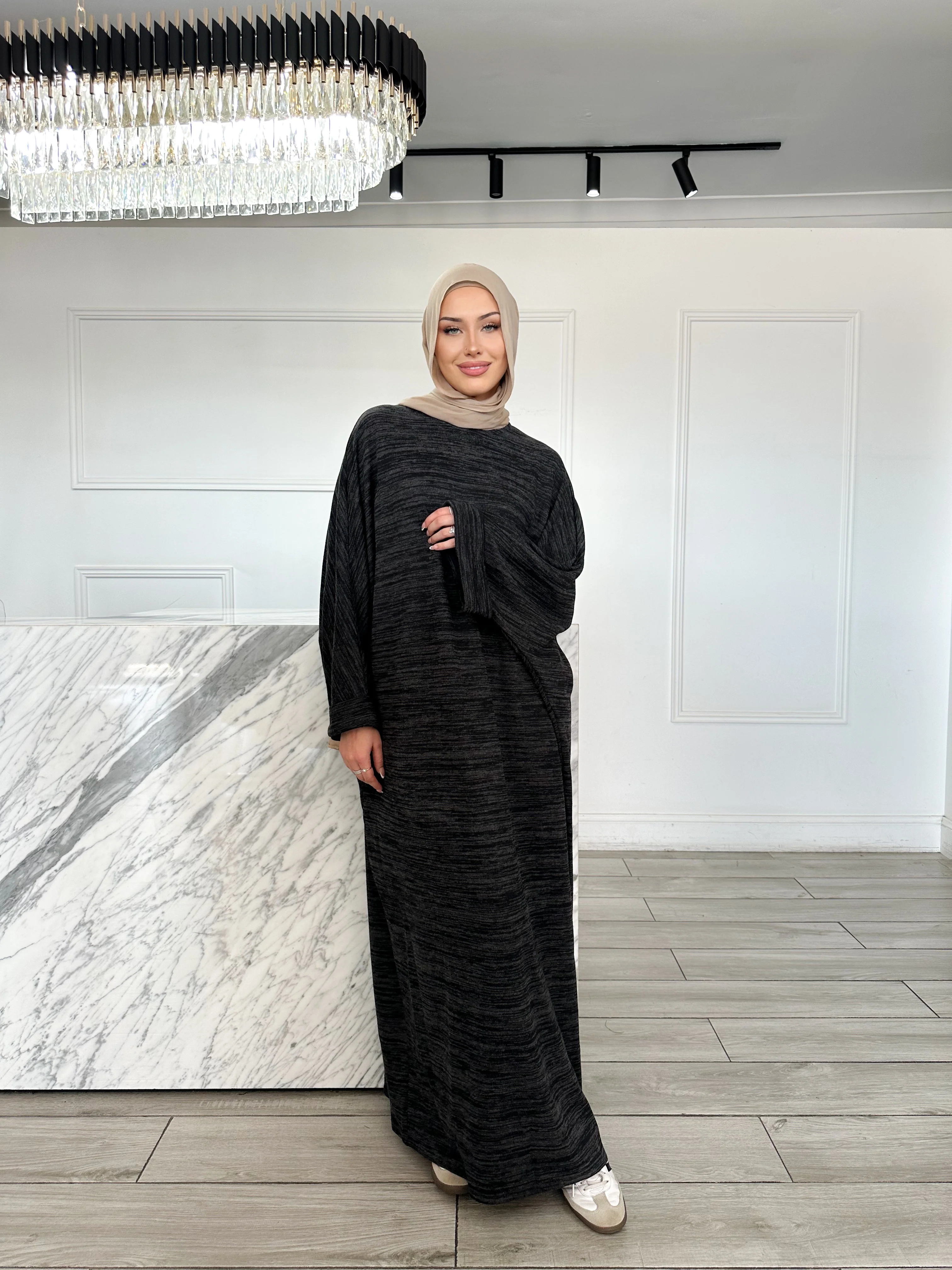 Knit Abaya - Black - Image 3