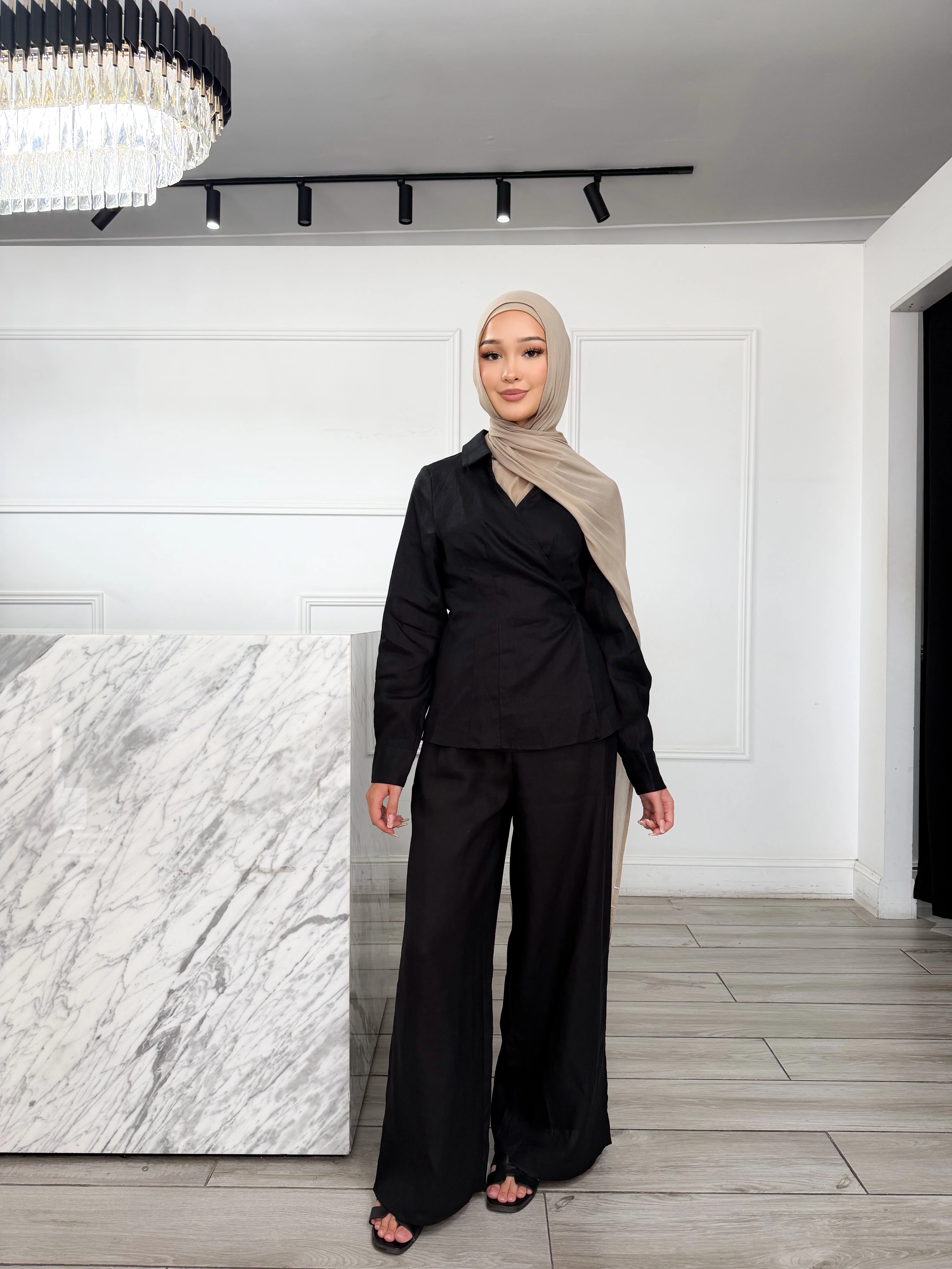 Linen Wrap Set - Black - Image 2