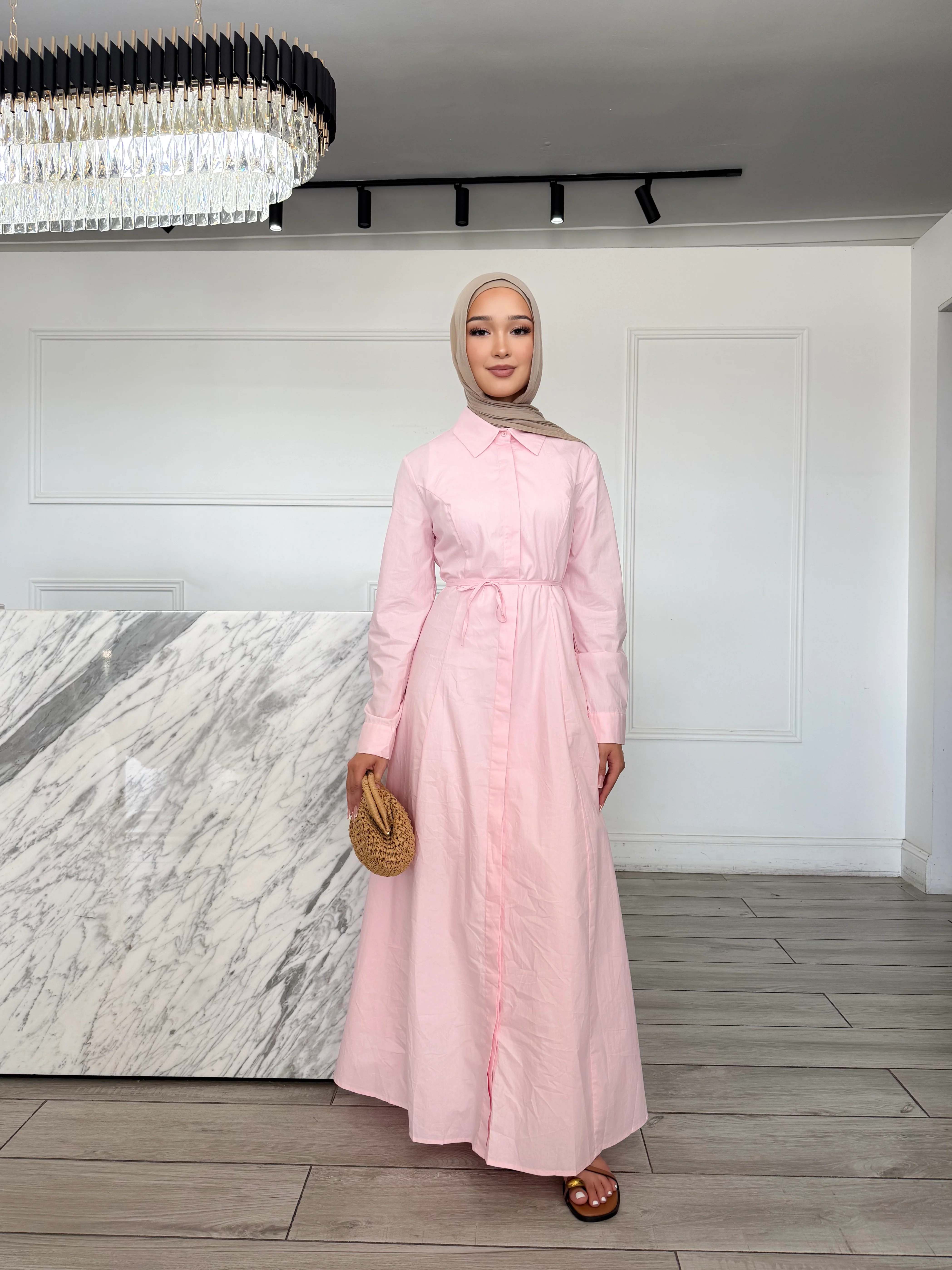 Shirt Dress - Baby Pink